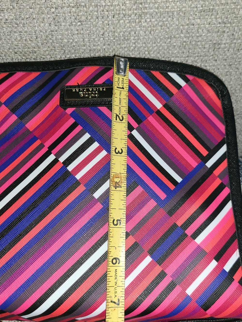 Trina Turk Striped Pink Multi Travel Cosmetic Case with Handle - Picture 9 of 10